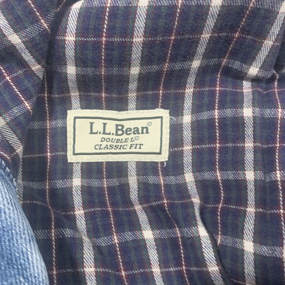 LL Bean Double L Classic Fit Flannel Lined‎ Jeans Mens 42x30 Blue Denim Plaid - Picture 4 of 9